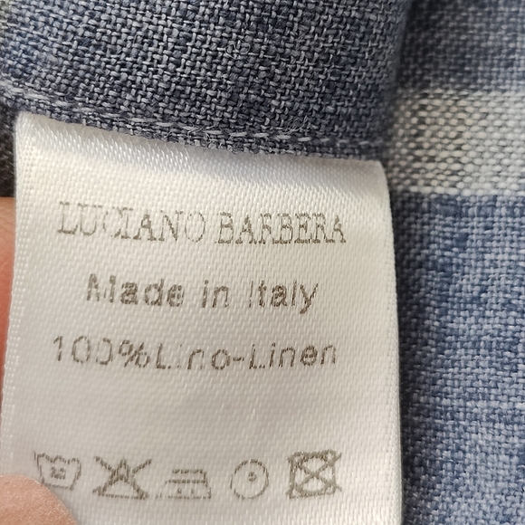Luciano Barbera Italian Made Linen Button Down Shirt. XL. Plaid. - Picture 7 of 7